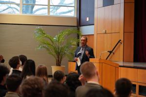 AG Racine Speaking to St. Johns College High School Students