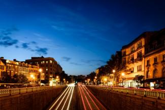 District streets with car lights